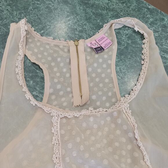 Love On A Hanger Lace Crochet Sheer Dot Tank Top Size Large Boho Fairy Cottage - Picture 4 of 11